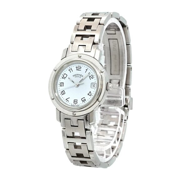 HERMES Clipper CL4 210 Quartz White Dial Ladies Watch 90276534 - Picture 1 of 7
